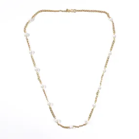 Gold Chain with Pearl Stations Necklace