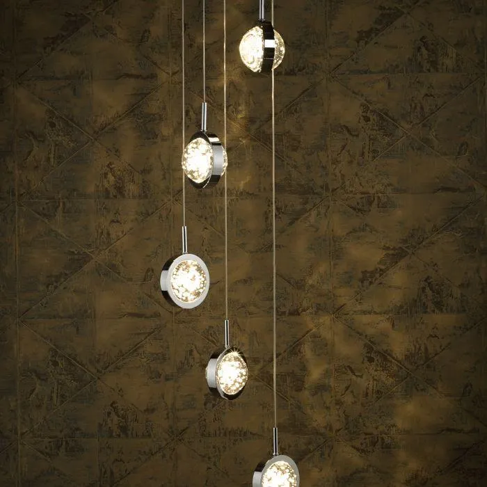 Hillingdon Polished Chrome and Glass Small Cluster Pendant  - ID 8090