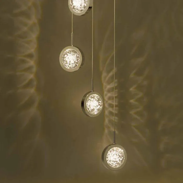 Hillingdon Polished Chrome and Glass Small Cluster Pendant  - ID 8090