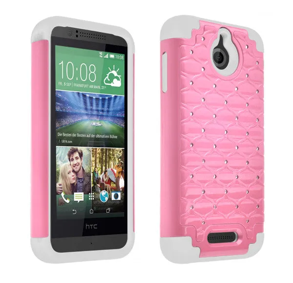 HTC Desire 510 Case, Diamond Rhinestone Slim Hybrid Case - Pink