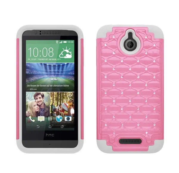 HTC Desire 510 Case, Diamond Rhinestone Slim Hybrid Case - Pink