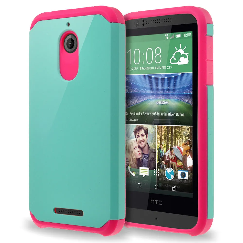 HTC Desire 510 Case, Slim Hybrid [Shock/Impact] Absorption Dual Layer Case - Teal / Hot Pink