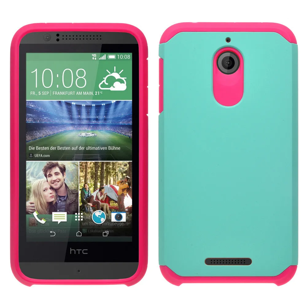 HTC Desire 510 Case, Slim Hybrid [Shock/Impact] Absorption Dual Layer Case - Teal / Hot Pink
