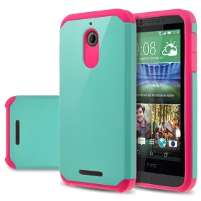 HTC Desire 510 Case, Slim Hybrid [Shock/Impact] Absorption Dual Layer Case - Teal / Hot Pink
