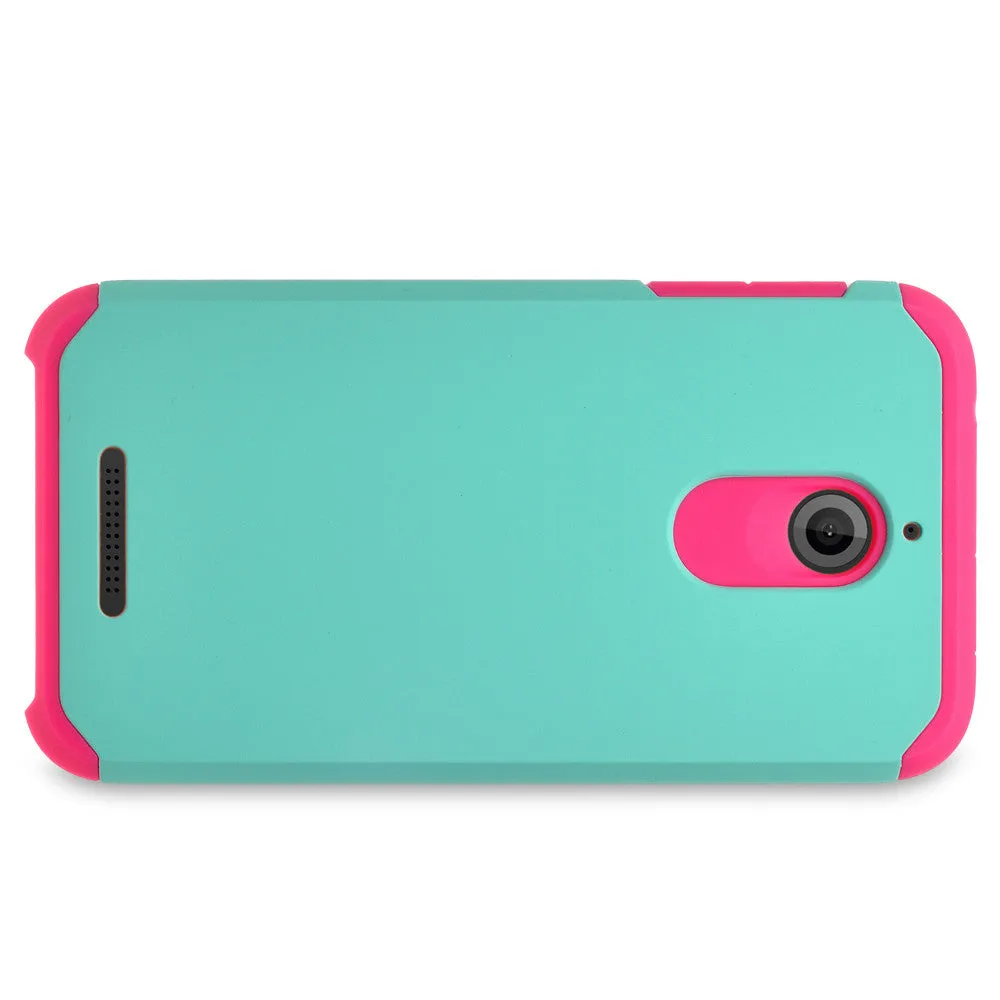 HTC Desire 510 Case, Slim Hybrid [Shock/Impact] Absorption Dual Layer Case - Teal / Hot Pink