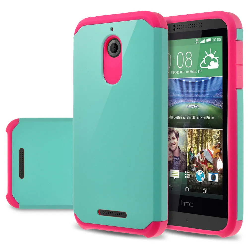 HTC Desire 510 Case, Slim Hybrid [Shock/Impact] Absorption Dual Layer Case - Teal / Hot Pink