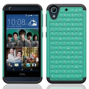 HTC Desire 626 Case, Crystal Rhinestone Slim Hybrid Dual Layer Case Cover for Desire 626 - Teal/Black