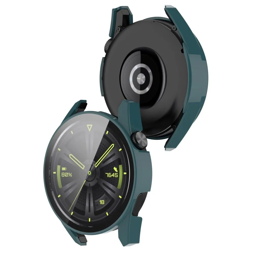 Huawei Watch GT 3 (46mm) TPU frame   tempered glass screen protector - Dark Green