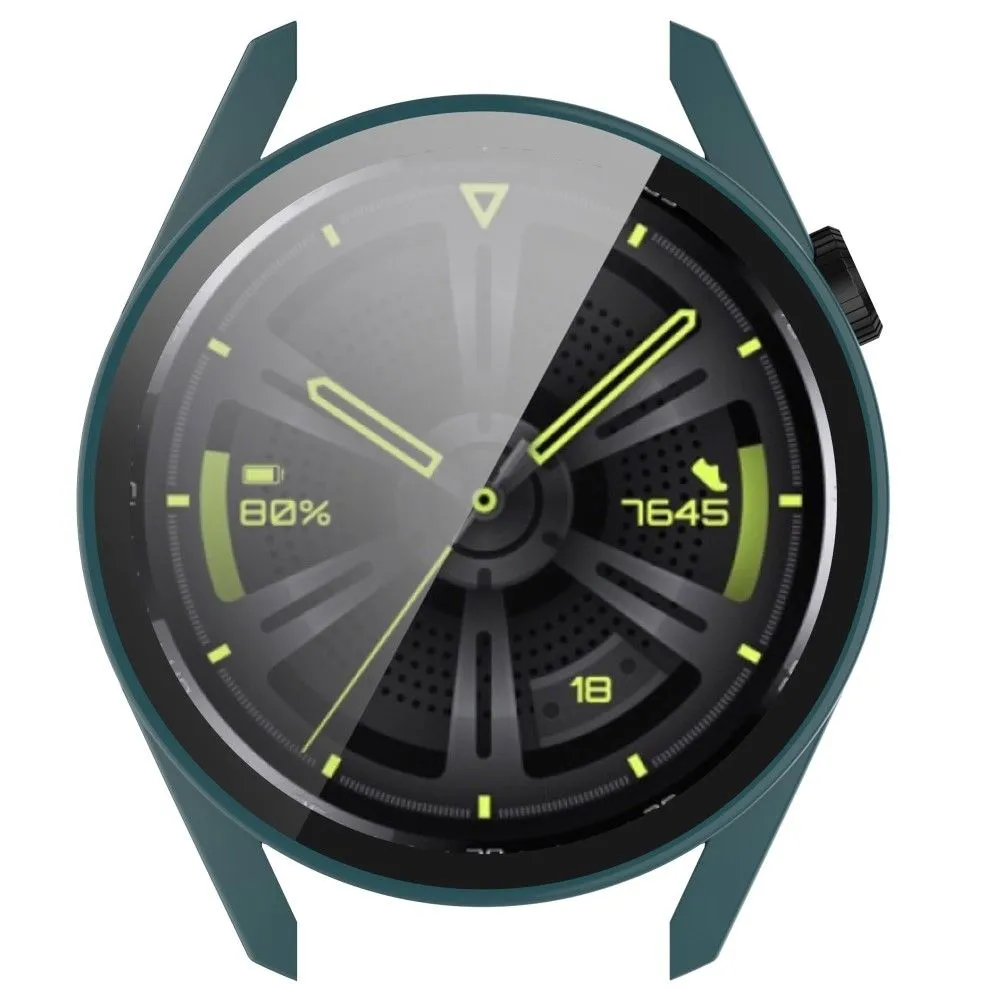 Huawei Watch GT 3 (46mm) TPU frame   tempered glass screen protector - Dark Green