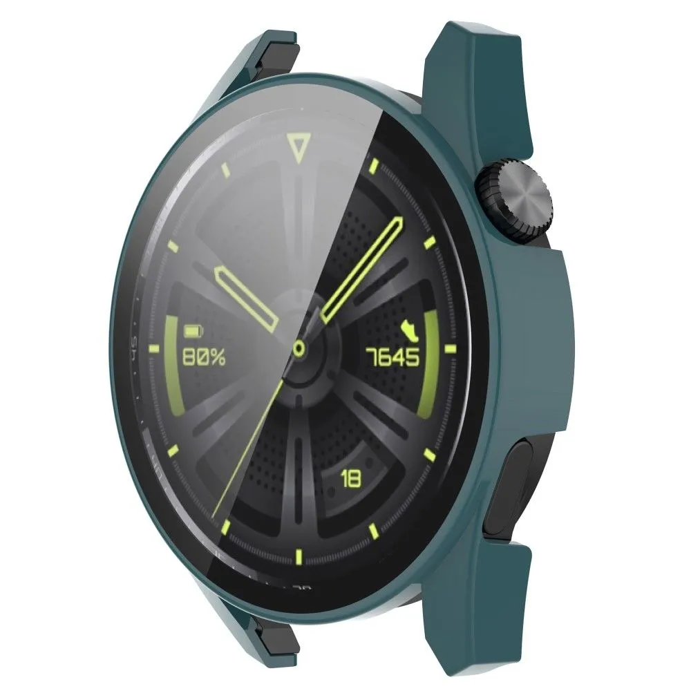 Huawei Watch GT 3 (46mm) TPU frame   tempered glass screen protector - Dark Green