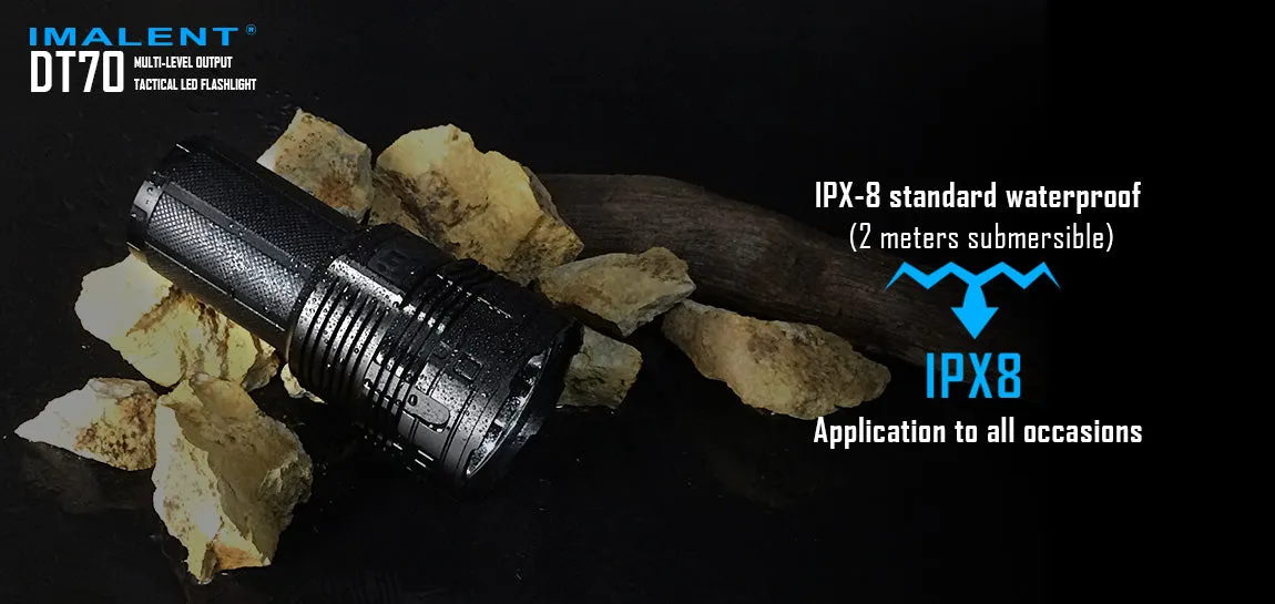 Imalent DT70 Flashlight - Ultra-Bright 16000 Lumen, Four 18650 Batteries, CREE XHP70 LED Technology