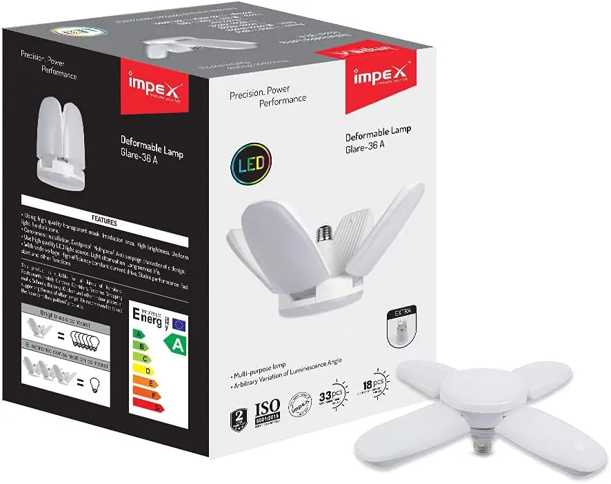 Impex GLARE36A ISO Certified Multipurpose Deformable LED Lamp with 49 LEDs Energy Saving , White