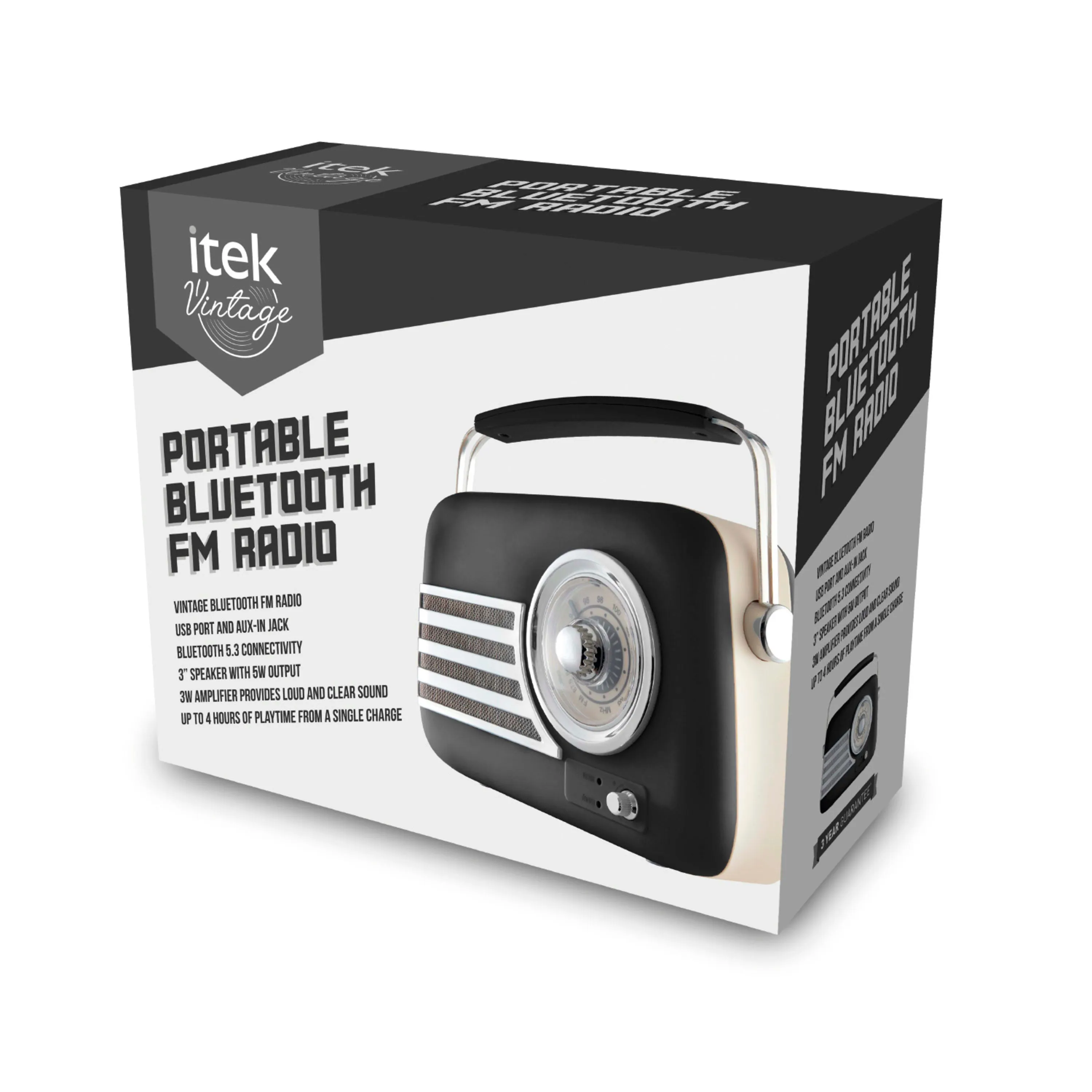 Itek Vintage Bluetooth Radio Black