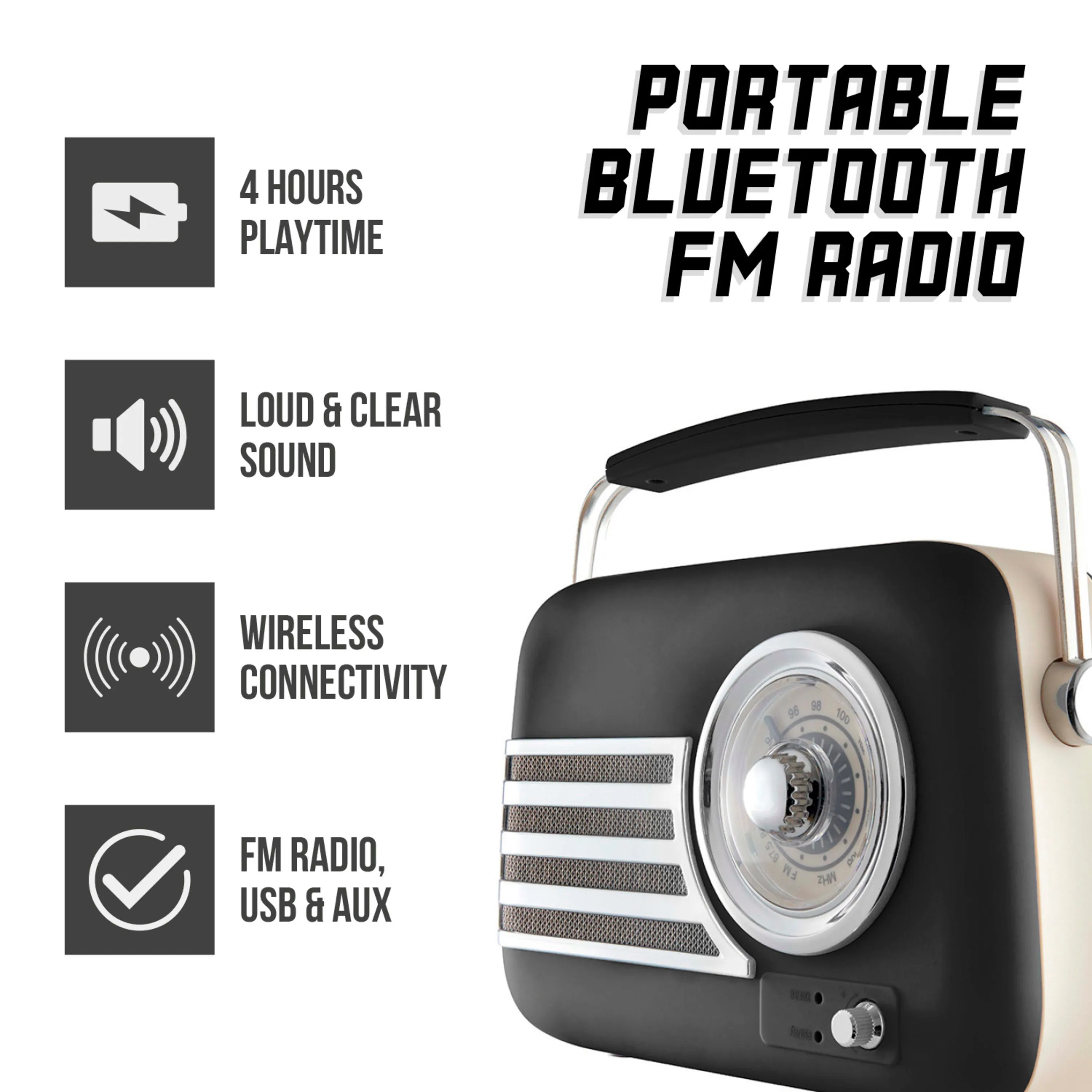 Itek Vintage Bluetooth Radio Black