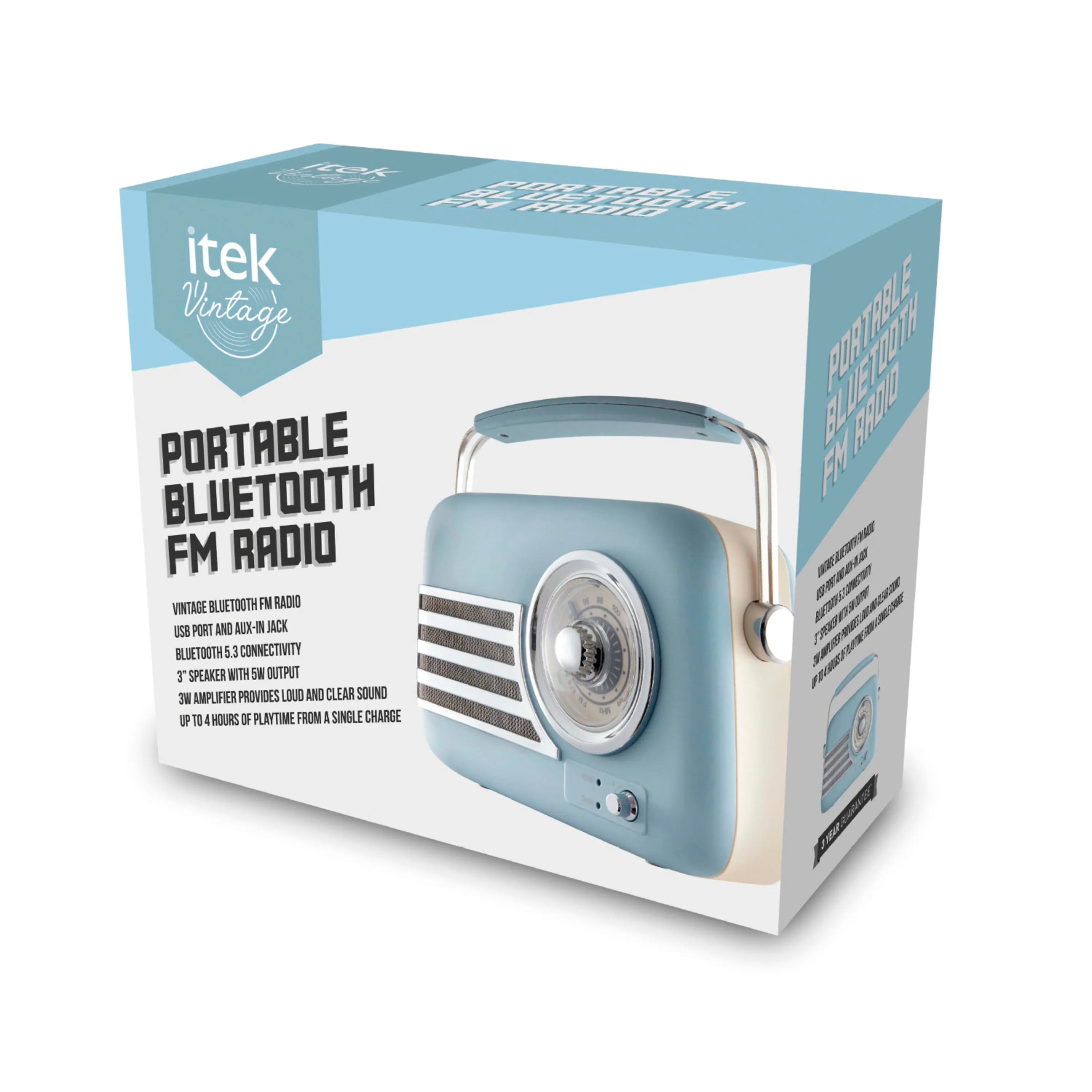 Itek Vintage Bluetooth Radio Blue