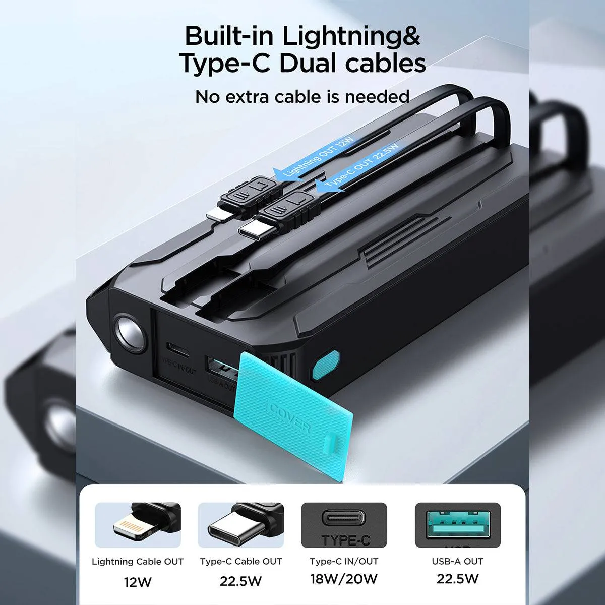 JOYROOM JR-L018 22.5W Power Bank 20000mAh with Dual Cables