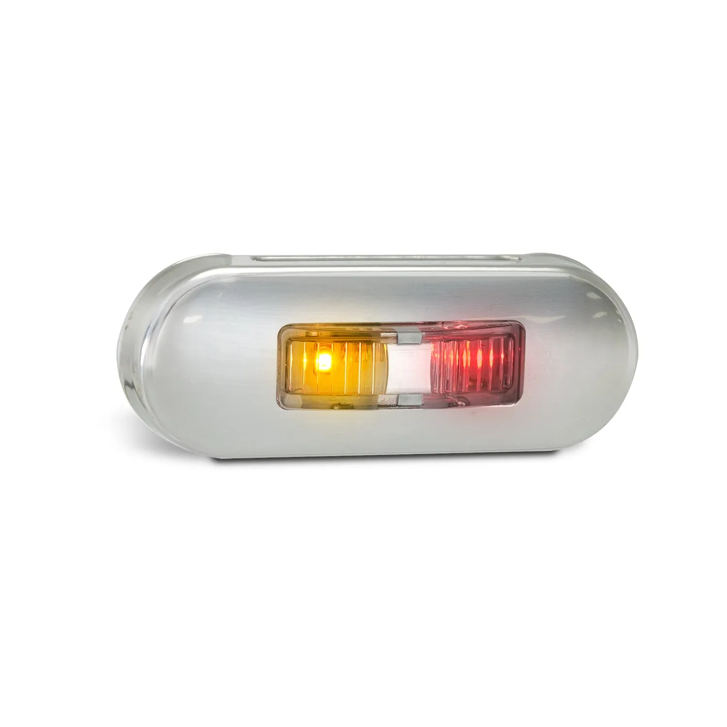 LED Autolamps 86ARM LED Amber/Red Side Marker Lamp with Clear Lens and Coloured LEDs - Brushed Steel Bezel