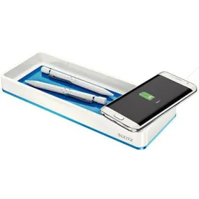 Leitz Wow Desk Organiser With Induction Charger Blue