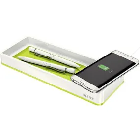 Leitz Wow Desk Organiser With Induction Charger Green
