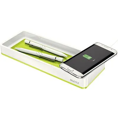 Leitz Wow Desk Organiser With Induction Charger Green