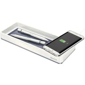 Leitz Wow Desk Organiser With Induction Charger White