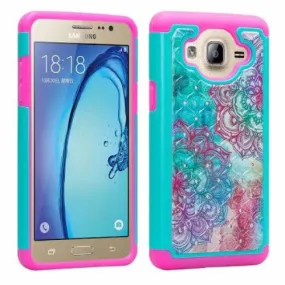 LG K3 Case, Slim Rhinestone Studded Hybrid Dual Layer[Impact/Shock Resistant] Case for LG K 3 - Teal Flower