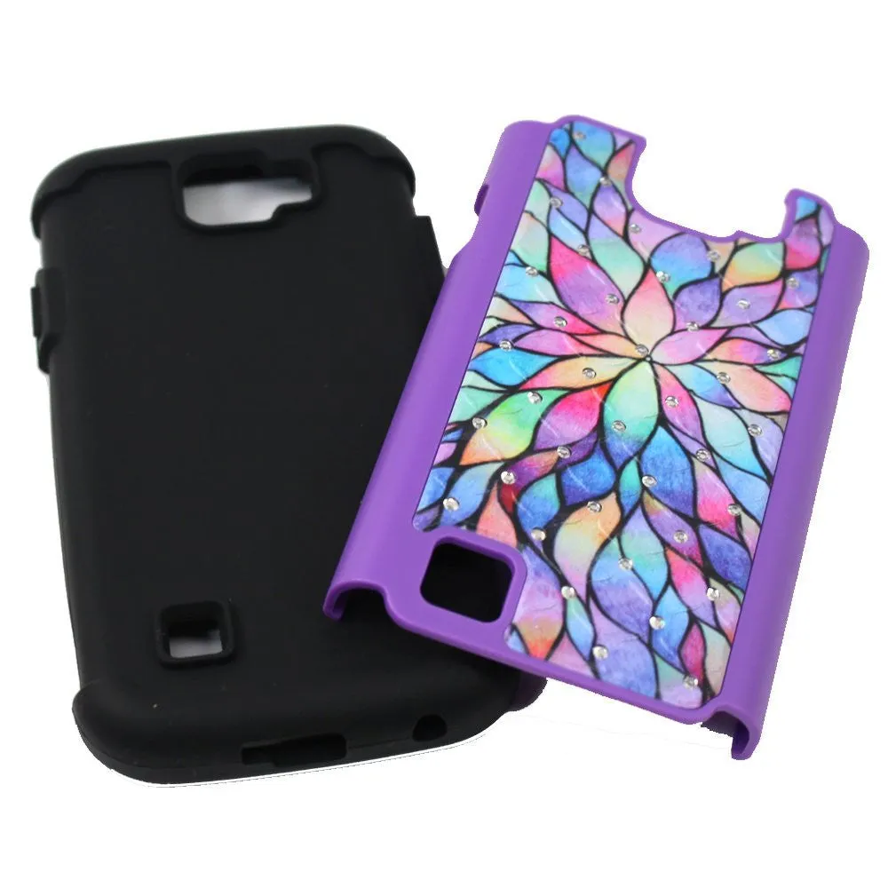 LG K3 Case, Slim Rhinestone Studded Hybrid Dual Layer[Shock Resistant] Case for LG K 3 - Rainbow Flower