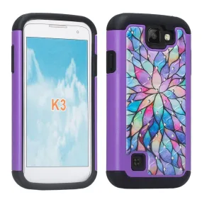 LG K3 Case, Slim Rhinestone Studded Hybrid Dual Layer[Shock Resistant] Case for LG K 3 - Rainbow Flower