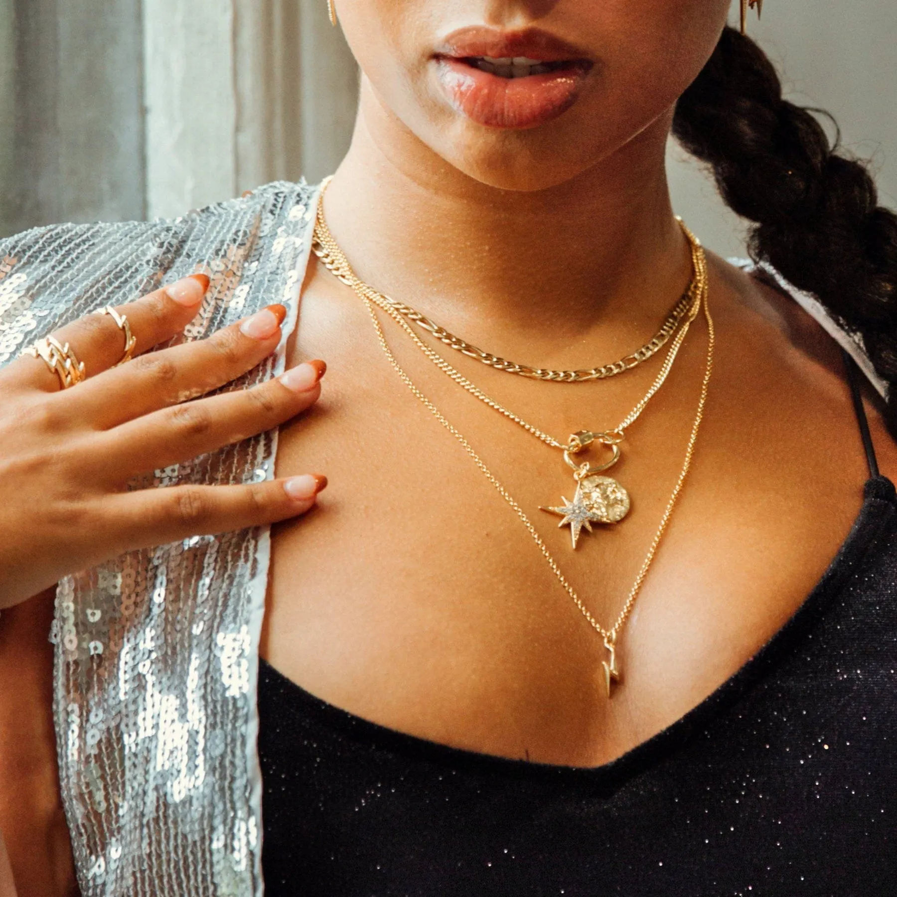 Lightning Bolt Necklace, Standard Length - Silver - SPCNSBOLT-1