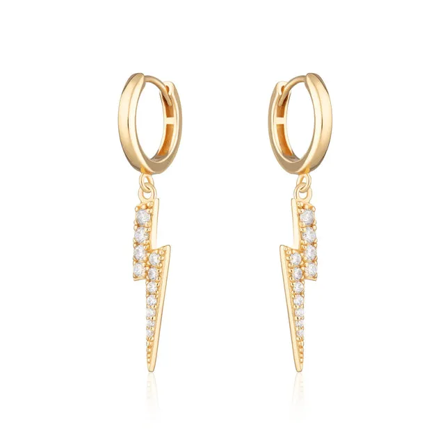 Lightning Hoop Earrings - Gold - SPG-259