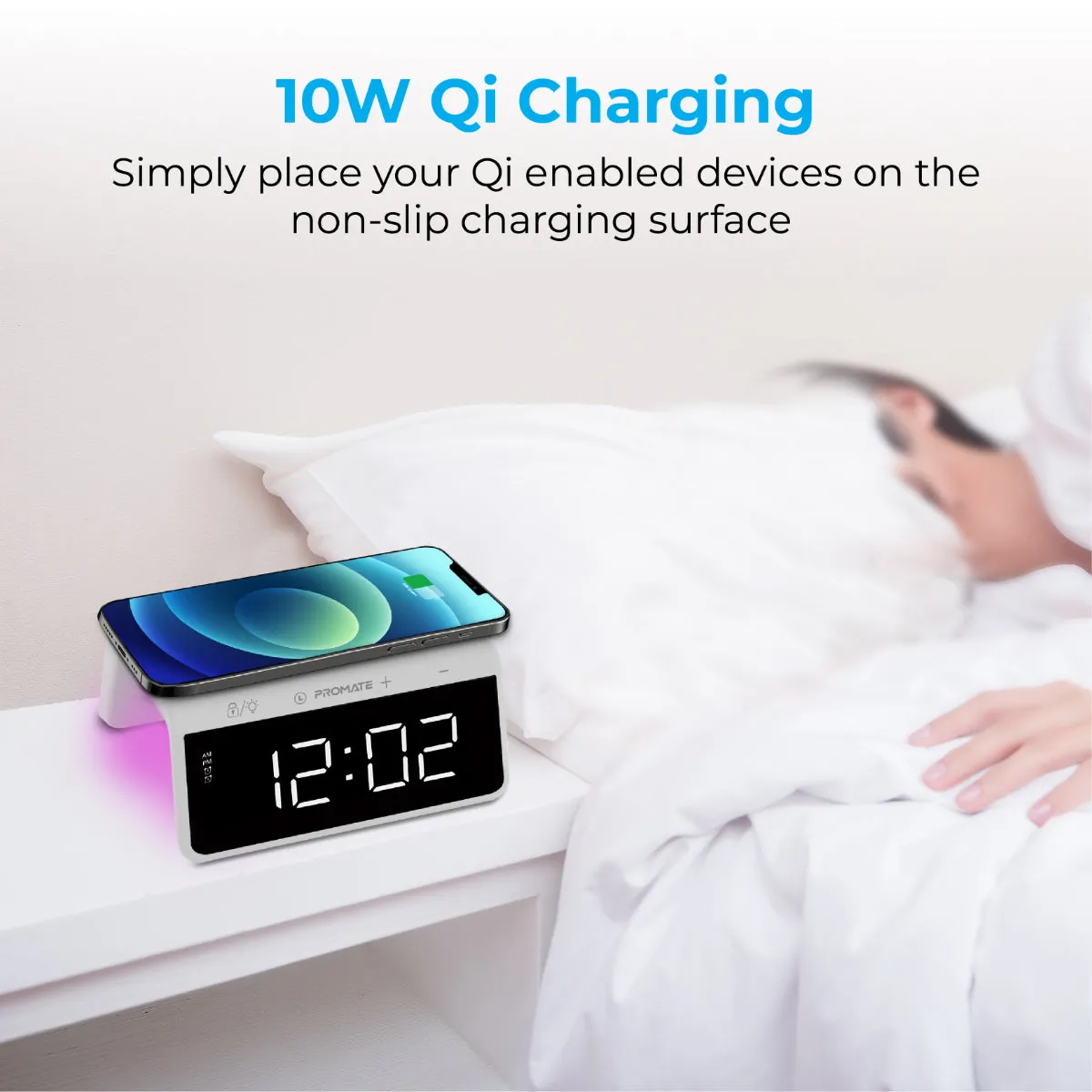 Multi-Function LED Alarm Clock with 10W Wireless Charger