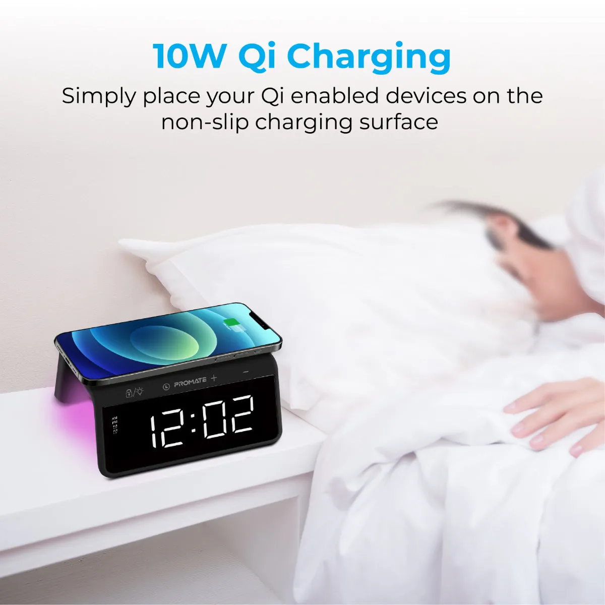 Multi-Function LED Alarm Clock with 10W Wireless Charger