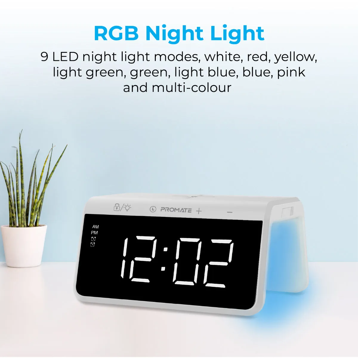 Multi-Function LED Alarm Clock with 10W Wireless Charger