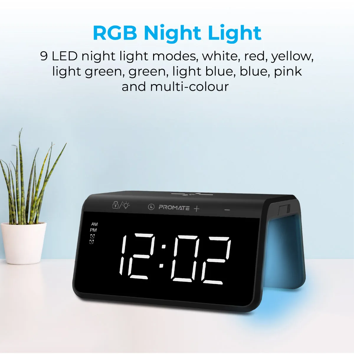Multi-Function LED Alarm Clock with 10W Wireless Charger