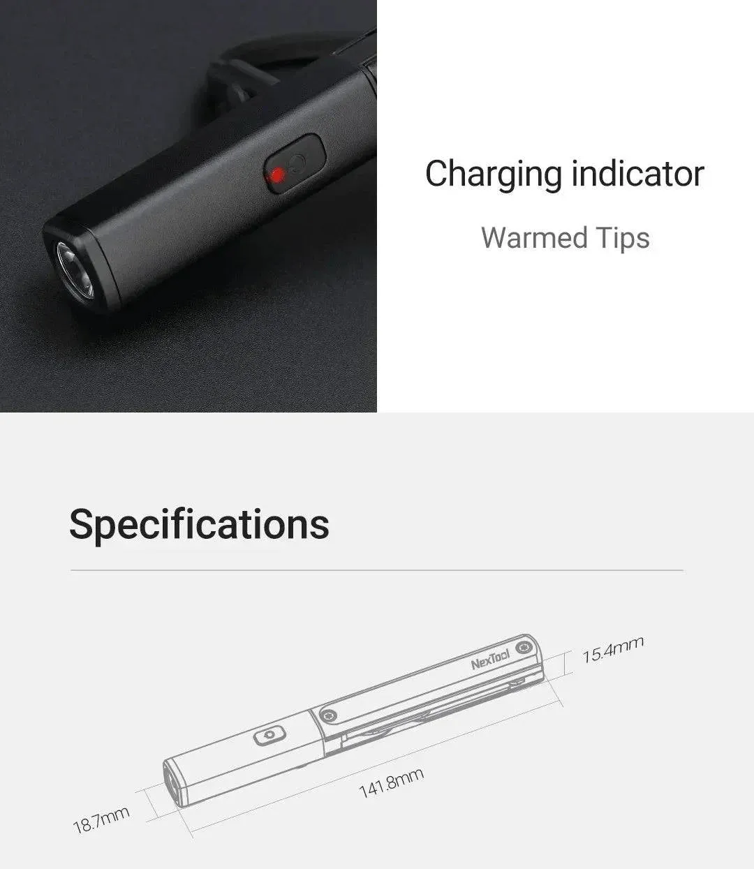 NexTool Mini Multi Tool 3 in 1 Pocket Knife Scissors Pen Tools N1 Portable Outdoors USB Rechargeable IPX4 Waterproof Flashlight