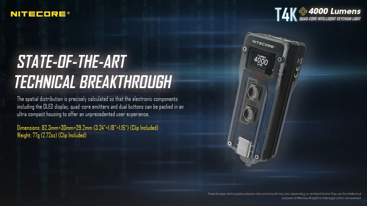 Nitecore T4K Smallest Quad Core Intelligent Keychain Light bursting with 4000 lumens