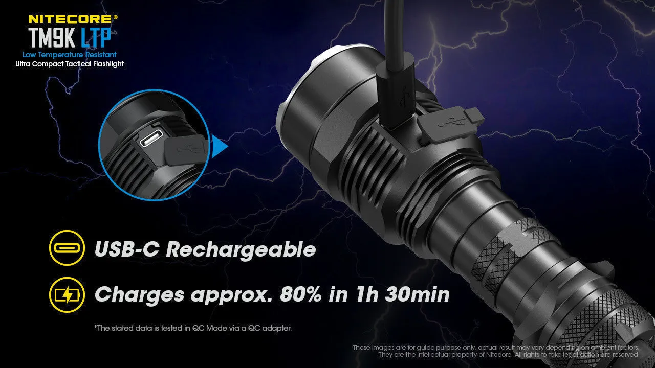 Nitecore TM9K-LTP Low-Temp Tactical Flashlight (9800 Lumens | USB-C Rechargeable)