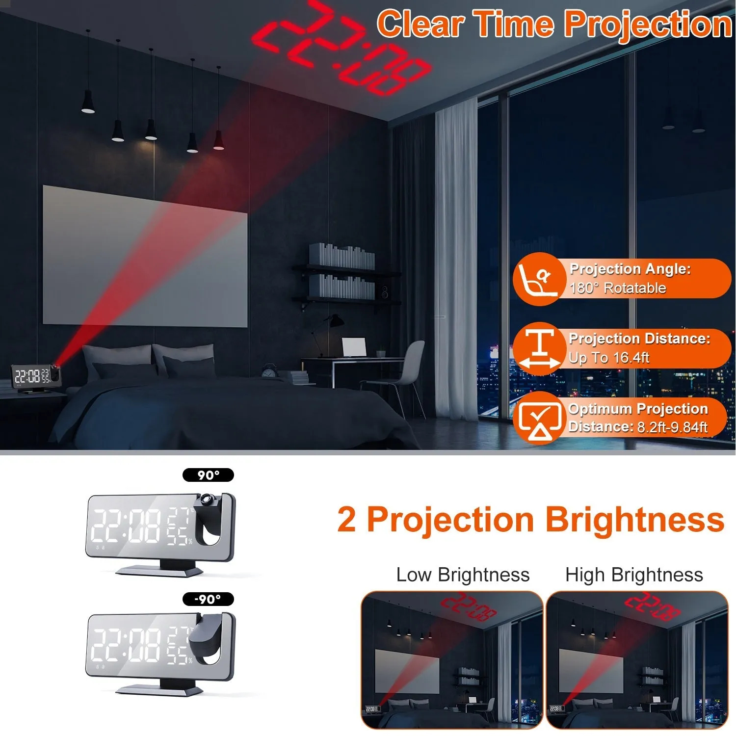 Projection Alarm Clock with Radio Function
