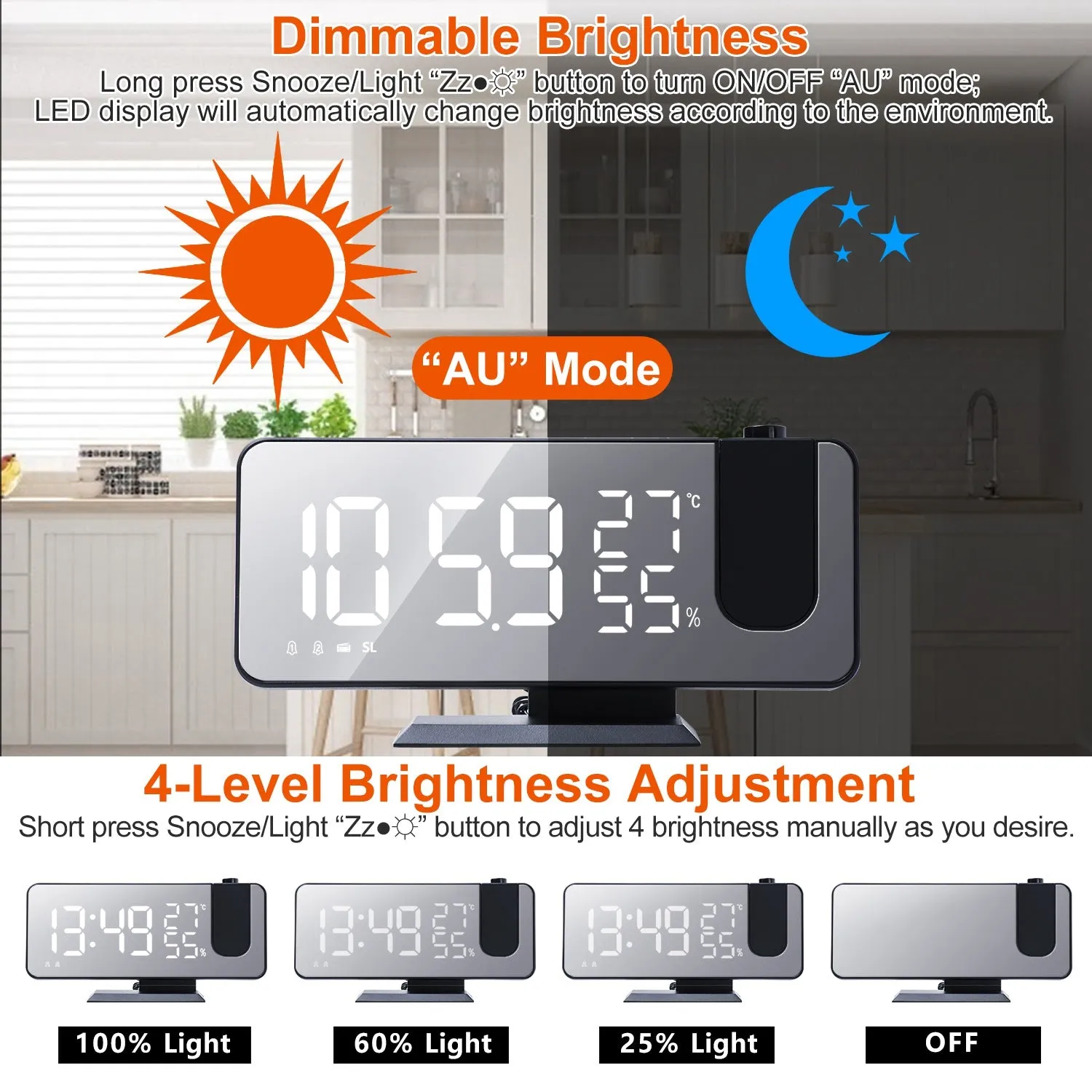 Projection Alarm Clock with Radio Function