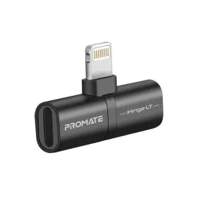 Promate 2-in-1 Lightning Splitter Charging Lightning Output Black