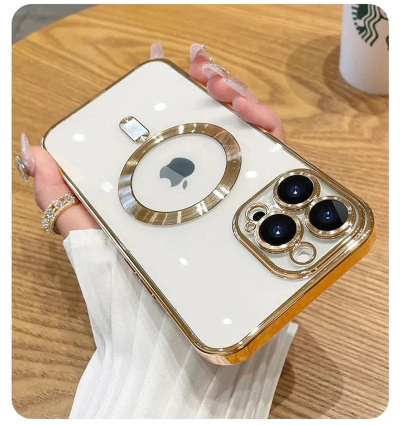 "Premium Transparent Magnetic MagSafe Wireless Charging Case for iPhone 14/13/12/11 Pro Max - Clear Silicone Cover"