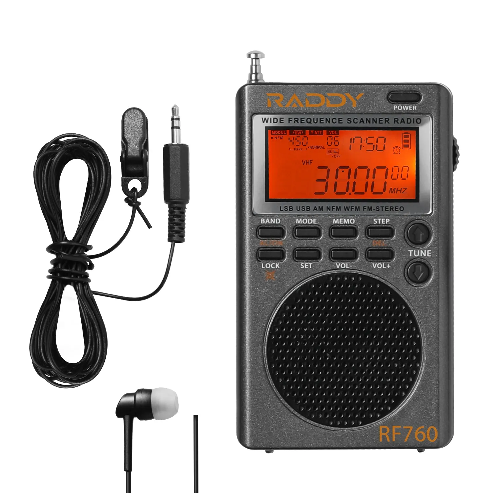Raddy RF760 SSB Shortwave Radio FM AM SW CB VHF UHF WX AIR Marine Full Band Receiver | NOAA Alert | Rechargeable