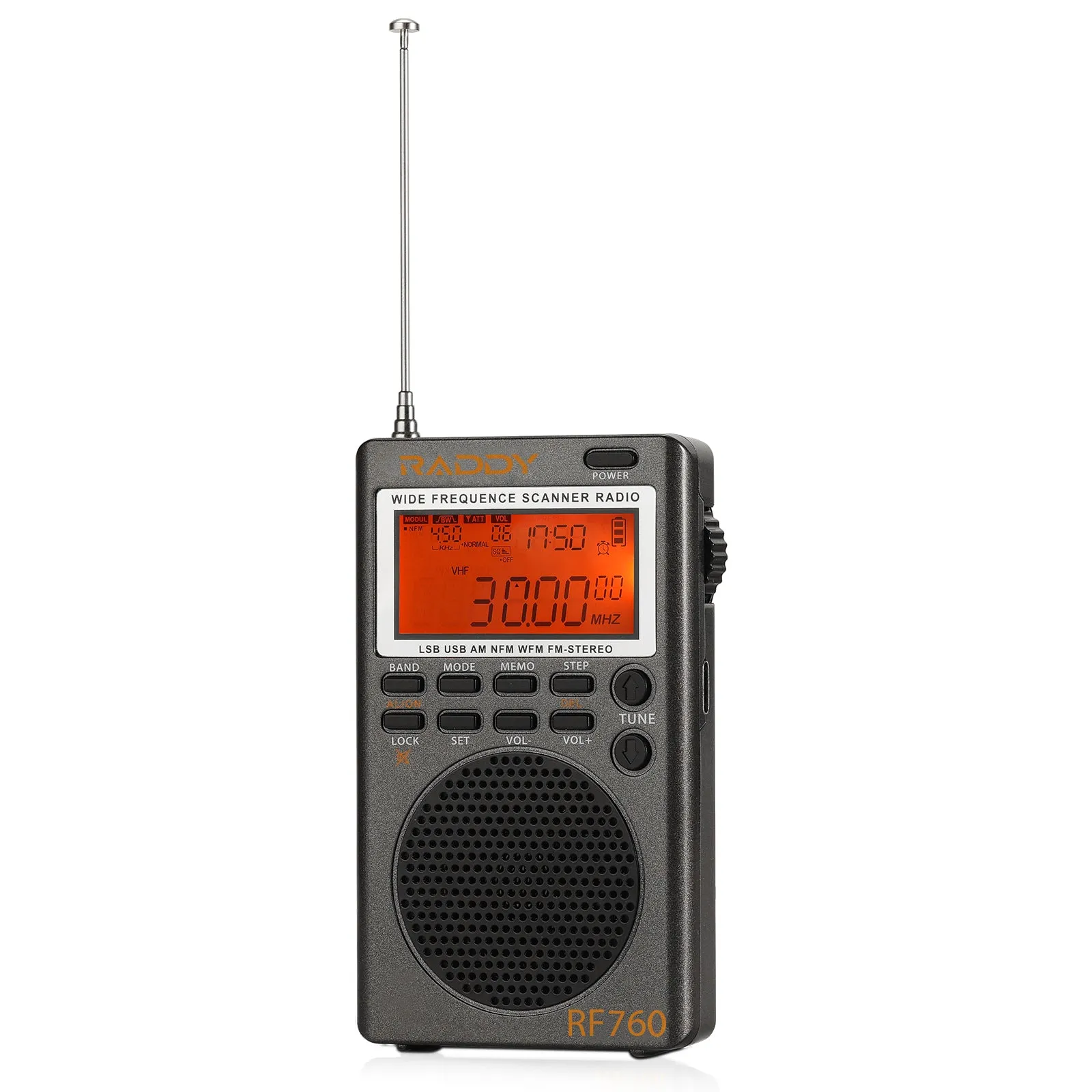 Raddy RF760 SSB Shortwave Radio FM AM SW CB VHF UHF WX AIR Marine Full Band Receiver | NOAA Alert | Rechargeable