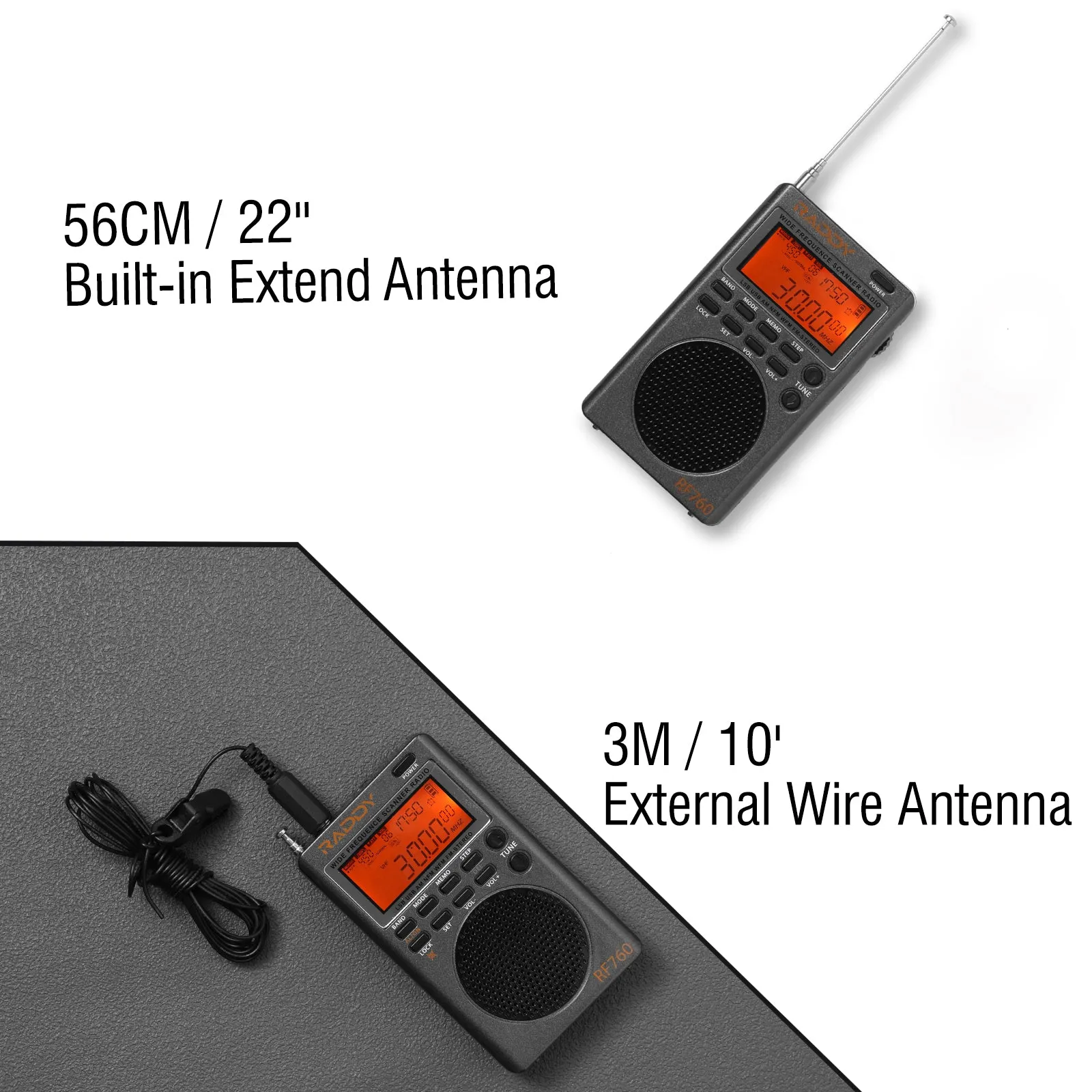 Raddy RF760 SSB Shortwave Radio FM AM SW CB VHF UHF WX AIR Marine Full Band Receiver | NOAA Alert | Rechargeable