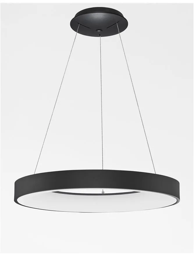 RAN Sandy Black Aluminium & Acrylic Dimmable Cool Light Ring Pendant Large - ID 10416