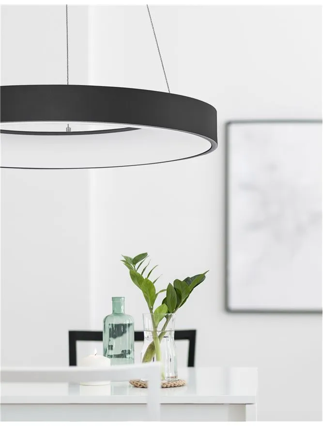 RAN Sandy Black Aluminium & Acrylic Dimmable Cool Light Ring Pendant Large - ID 10416