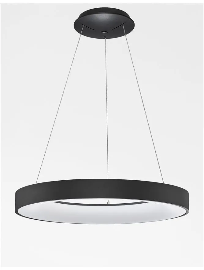 RAN Sandy Black Aluminium & Acrylic Dimmable Cool Light Ring Pendant Large - ID 10416