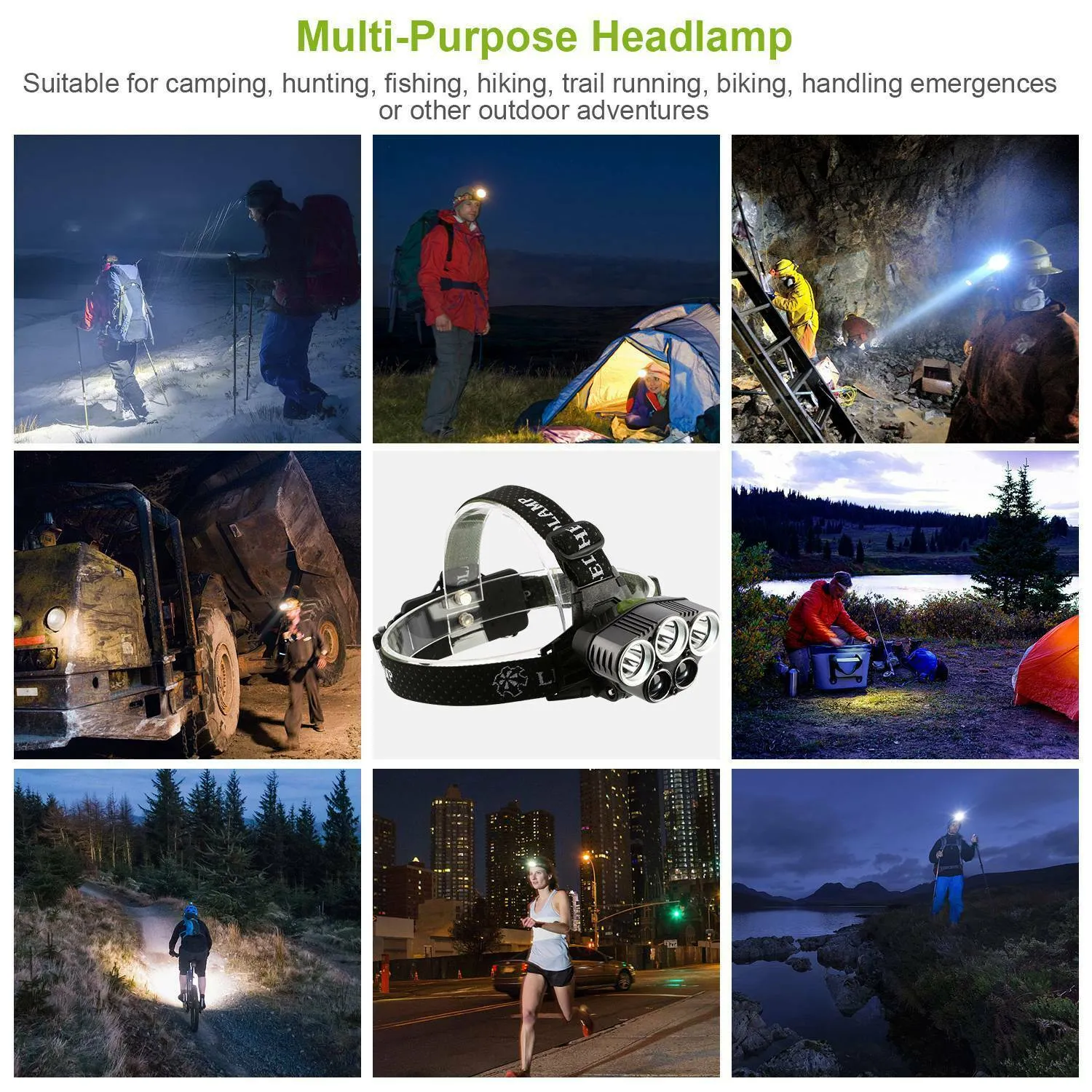 Rechargeable 6 Modes Headlamp 20000 Lumen