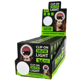 Rechargeable Clip On Selfie Light - 6 Pieces Per Retail Ready Display 22669