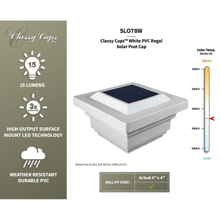 Regal 4" x 4" PVC Solar Post Cap - White